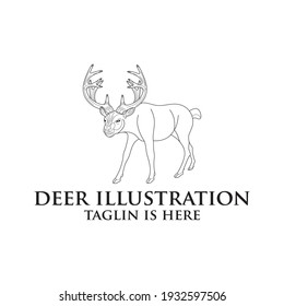 deer logo design silhouette vector, Best deer logo design, illustration and logotype. A great, elegant deer standing gracefully. Hunter logo t-shirt minimal design. Deer icon for company logo.