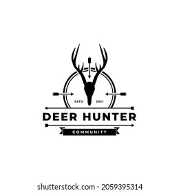deer logo design with target symbol, for animal hunter community, tattoo, etc