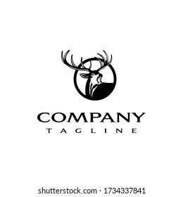 Deer logo design template. Awesome a deer silhoutte. A deer lineart logotype.