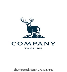 Deer logo design template. Awesome a deer silhoutte. A deer lineart logotype.