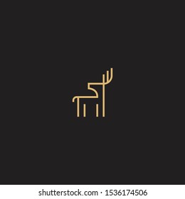 Deer Logo Design Template. Line Style, Simple, Elegant, Luxury, Modern Vector Illustration