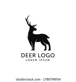 deer logo design template vector icon silhouette