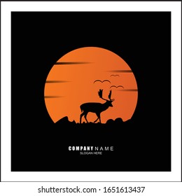 ilustración vectorial del diseño del logotipo de ciervos