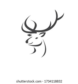 Deer Logo Design Vektor Illustration. auf weißem Hintergrund. Symbol. -Symbol. Wilde Tiere
