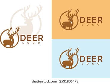 Diseño de Logo de Ciervo. Ilustración de logotipo de Vector de ciervo. Vector elegante del logotipo del ciervo, estilo del arte de la línea, colorido