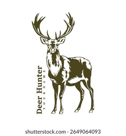 Deer Logo Design Vektor. Silhouette Deer Template Illustration. Symbol