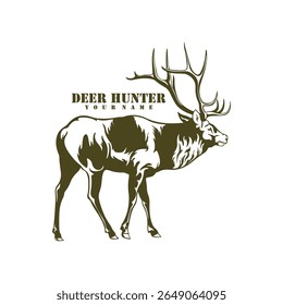 Vetor de design de logotipo de veado. Ilustração de modelo de cervo de silhueta. Símbolo de ícone