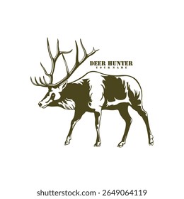 Vector de diseño de logotipo de ciervo. Ilustración de Plantilla de ciervos de silueta. Símbolo de icono