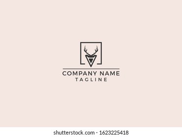 Deer logo design wild animal minimal creative modern illustration graphic sign in Vector Editable File.