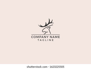 Deer logo design wild animal minimal creative modern illustration graphic sign in Vector Editable File.