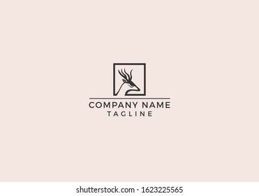 Deer logo design wild animal minimal creative modern illustration graphic sign in Vector Editable File.