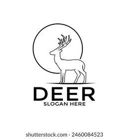 Deer Logo Designs Inspirations, Elegant Deer Antlers Vector Logo Design