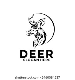 Deer Logo Designs Inspirations, Elegant Deer Antlers Vector Logo Design