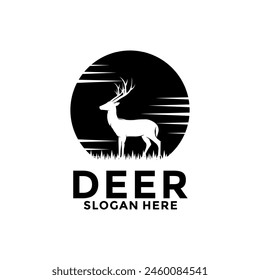 Deer Logo Designs Inspirations, Elegant Deer Antlers Vector Logo Design