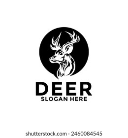 Deer Logo Designs Inspirations, Elegant Deer Antlers Vector Logo Design