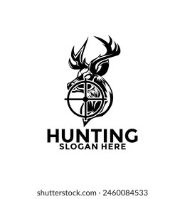 Deer Logo Designs Inspirations, Hunting Deer Antlers Vector Logo Design