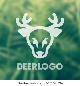 deer logo element for national park, wildlife sanctuary, vector illustration