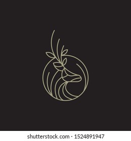 Deer logo geometric shape - Linear deer head logo vector
