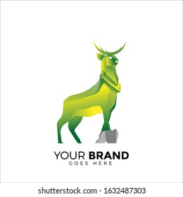 deer logo gradient green and elegant