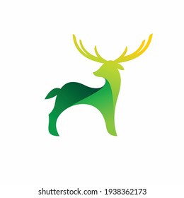 deer logo with green concept