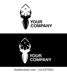 Deer logo, House logo, Deer houses, hunting, Wildlife