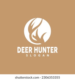 Deer Logo, Deer Hunter Vector, Forest Animal Design, Deer Antlers Retro Vintage Symbol Design Icon