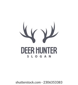 Deer Logo, Deer Hunter Vector, Forest Animal Design, Deer Antlers Retro Vintage Symbol Design Icon