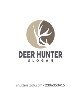 Deer Logo, Deer Hunter Vector, Forest Animal Design, Deer Antlers Retro Vintage Symbol Design Icon