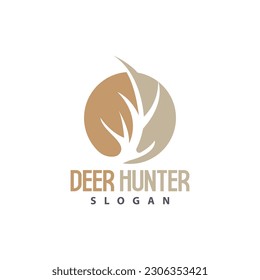 Deer Logo, Deer Hunter Vector, Forest Animal Design, Deer Antlers Retro Vintage Symbol Design Icon