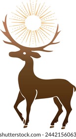 Deer logo icon illustration brown