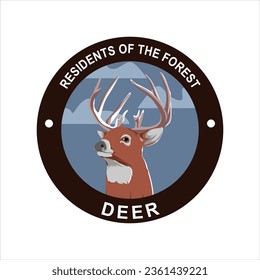 Deer Logo Icon Illustration Detail Design With Circle Border