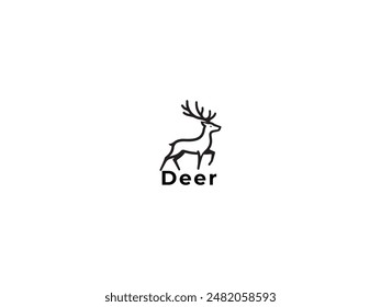 
Hirschlogo-Symbol auf weißem Hintergrund. Einfaches, minimales Logo-Design.