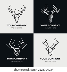 Deer logo icon template collection set design, generic line style