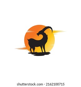 deer logo illustration sunset color design vector