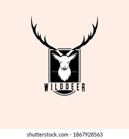 Deer Logo Illustration Template Design, Deer Emblem Vector Design