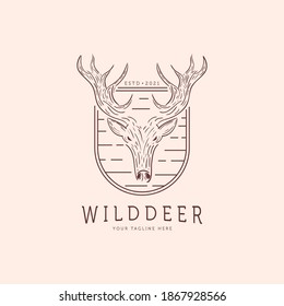 Diseño de plantilla de ilustración con logotipo de ciervo, diseño de vectores de emblema de ciervos