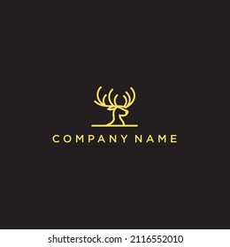 Reh Logo Inspiration Umriss Vektorgrafik Vorlage auf Golden Farbe .