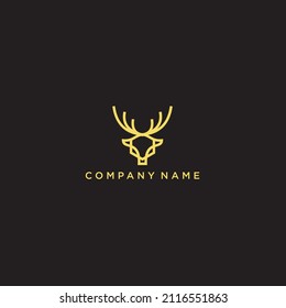 deer logo inspiring outline vector template illustration on gold colour .