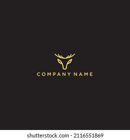 logotipo de ciervo inspirador de la ilustración de la plantilla del vector contorno sobre el color oro .