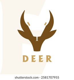 Deer logo, isolated, abstract, vintage, head, sign, silhouette, elk, hunting, symbol, retro, black, antler, reindeer, letter, artwork, natural, wood, classic, wild, outdoor, nature, wildlife, vector