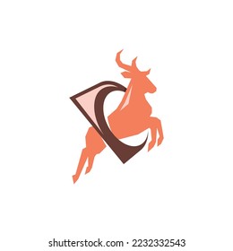 Logo de ciervos con el logo de diseño creativo de la letra D. Ilustración del vector EPS.8 EPS.10