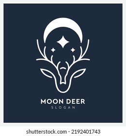 Deer logo line art with moon