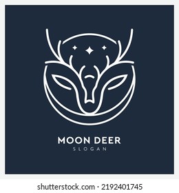 Deer logo line art with moon