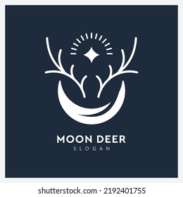 Deer logo line art with moon