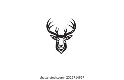 Deer logo line icons black design on white background