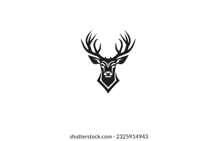 Deer logo line icons black design on white background