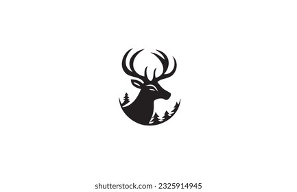 Deer logo line icons black design on white background