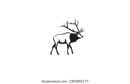 Deer logo line icons. Wild reindeer outdoor brand label. Elk antlers sign. Wildlife stag symbol. Vector illustration.
