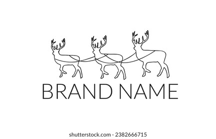 Deer logo line icons. Wild reindeer outdoor brand label. Elk antlers sign. Wildlife stag symbol. Vector