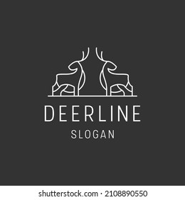 Deer logo linear style icon in black backround